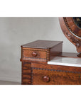 Late 19th Century Flaming Walnut Dresser with Tilting Mirror and Marble Inset