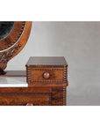 Late 19th Century Flaming Walnut Dresser with Tilting Mirror and Marble Inset