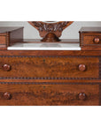 Late 19th Century Flaming Walnut Dresser with Tilting Mirror and Marble Inset