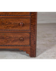 Late 19th Century Flaming Walnut Dresser with Tilting Mirror and Marble Inset