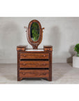 Late 19th Century Flaming Walnut Dresser with Tilting Mirror and Marble Inset