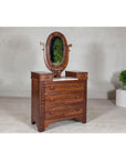 Late 19th Century Flaming Walnut Dresser with Tilting Mirror and Marble Inset