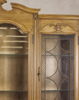 Large French Provincial Style China Cabinet in Hardwood Finish, Wired