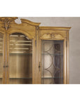 Large French Provincial Style China Cabinet in Hardwood Finish, Wired