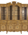 Large French Provincial Style China Cabinet in Hardwood Finish, Wired