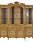 Large French Provincial Style China Cabinet in Hardwood Finish, Wired