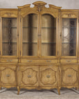 Large French Provincial Style China Cabinet in Hardwood Finish, Wired