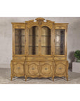 Large French Provincial Style China Cabinet in Hardwood Finish, Wired