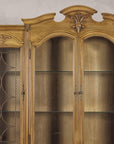 Large French Provincial Style China Cabinet in Hardwood Finish, Wired