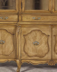 Large French Provincial Style China Cabinet in Hardwood Finish, Wired