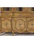Large French Provincial Style China Cabinet in Hardwood Finish, Wired