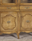 Large French Provincial Style China Cabinet in Hardwood Finish, Wired