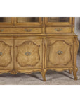 Large French Provincial Style China Cabinet in Hardwood Finish, Wired