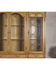 Large French Provincial Style China Cabinet in Hardwood Finish, Wired