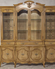 Large French Provincial Style China Cabinet in Hardwood Finish, Wired