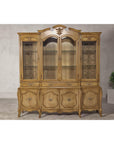 Large French Provincial Style China Cabinet in Hardwood Finish, Wired