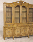 Large French Provincial Style China Cabinet in Hardwood Finish, Wired