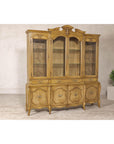 Large French Provincial Style China Cabinet in Hardwood Finish, Wired
