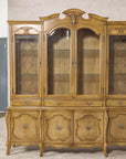 Large French Provincial Style China Cabinet in Hardwood Finish, Wired