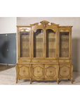 Large French Provincial Style China Cabinet in Hardwood Finish, Wired