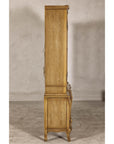 Large French Provincial Style China Cabinet in Hardwood Finish, Wired