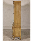 Large French Provincial Style China Cabinet in Hardwood Finish, Wired