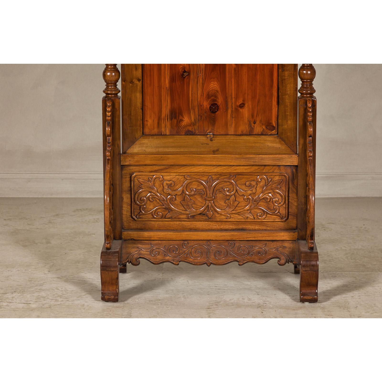 Late 19th Century Dutch Colonial Hardwood Cheval Mirror with Carved Details