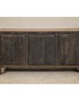 Late Qing Dynasty Elm Sideboard with Carved Floral Vases, Doors and Drawers