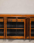 Qing Dynasty Elm Sideboard in Honey Lacquer with Four Doors and Brass Hardware
