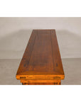 Qing Dynasty Elm Sideboard in Honey Lacquer with Four Doors and Brass Hardware