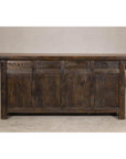 Qing Dynasty Elm Sideboard in Honey Lacquer with Four Doors and Brass Hardware