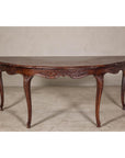 Louis XV-Style Demi-Lune Desk with Carved Legs, Leather Top and Hidden Drawers