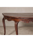 Louis XV-Style Demi-Lune Desk with Carved Legs, Leather Top and Hidden Drawers