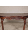Louis XV-Style Demi-Lune Desk with Carved Legs, Leather Top and Hidden Drawers