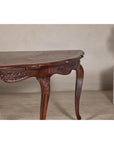 Louis XV-Style Demi-Lune Desk with Carved Legs, Leather Top and Hidden Drawers