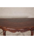 Louis XV-Style Demi-Lune Desk with Carved Legs, Leather Top and Hidden Drawers