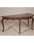 Louis XV-Style Demi-Lune Desk with Carved Legs, Leather Top and Hidden Drawers