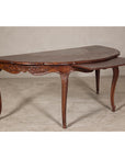 Louis XV-Style Demi-Lune Desk with Carved Legs, Leather Top and Hidden Drawers