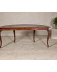 Louis XV-Style Demi-Lune Desk with Carved Legs, Leather Top and Hidden Drawers