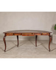 Louis XV-Style Demi-Lune Desk with Carved Legs, Leather Top and Hidden Drawers