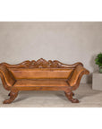 Antique Dutch Colonial Settee with Original Leather and Carved Wood Details-3. Asian & Chinese Furniture, Art, Antiques, Vintage Home Décor for sale at FEA Home