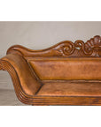 Antique Dutch Colonial Settee with Original Leather and Carved Wood Details-5. Asian & Chinese Furniture, Art, Antiques, Vintage Home Décor for sale at FEA Home