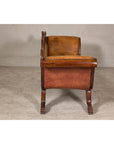 Antique Dutch Colonial Settee with Original Leather and Carved Wood Details-10. Asian & Chinese Furniture, Art, Antiques, Vintage Home Décor for sale at FEA Home