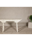Vintage Antique White Console Table with Weathered Patina and Carved Details