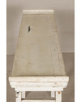 Vintage Antique White Console Table with Weathered Patina and Carved Details