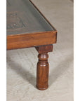 Antique Colonial Shutter Made into Coffee Table with Glass Top