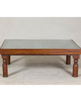 Antique Colonial Shutter Made into Coffee Table with Glass Top