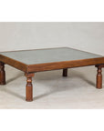 Antique Colonial Shutter Made into Coffee Table with Glass Top