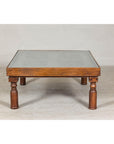 Antique Colonial Shutter Made into Coffee Table with Glass Top