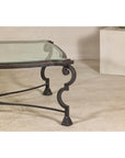 Midcentury Wrought Iron Coffee Table with Beveled Glass Top, 1940s-1960s